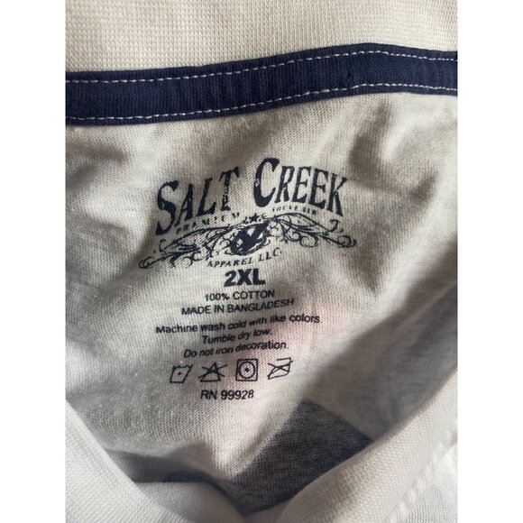 Men's L/S white Salt Creek 2XL tee with Palm Beach design - Picture 3 of 3